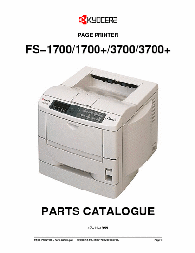 Kyocera FS-1700 FS−1700/1700+/3700/3700+ Page Printer Parts Catalogue